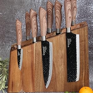 Resafy Magnetic Knife Wooden Block Holder Rack Magnetic Stands Strong Enhanced Magnets Kinves Strip