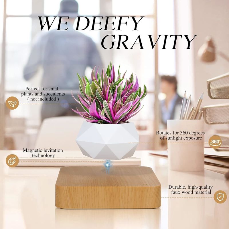 Cơ sở xoay Magnetic Levitation Plant Pot For Home Garden Desk Decoration