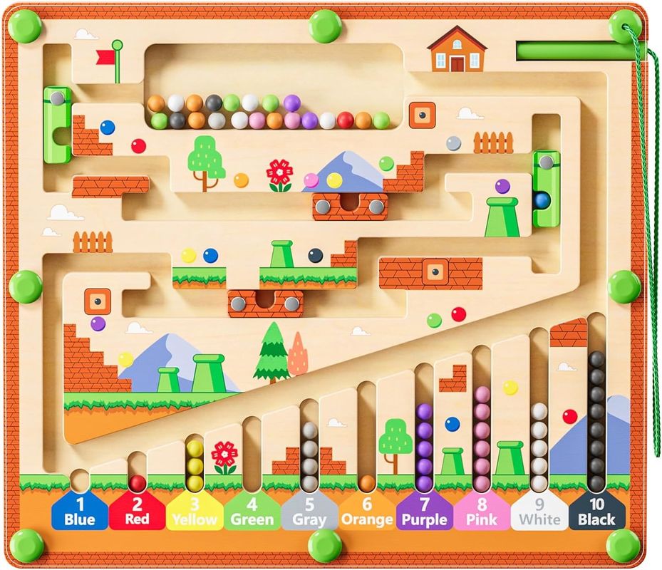 Thủy tinh mạnh mẽ gỗ bảng câu đố màu sắc và số Montessori Maze đồ chơi cho trẻ nhỏ