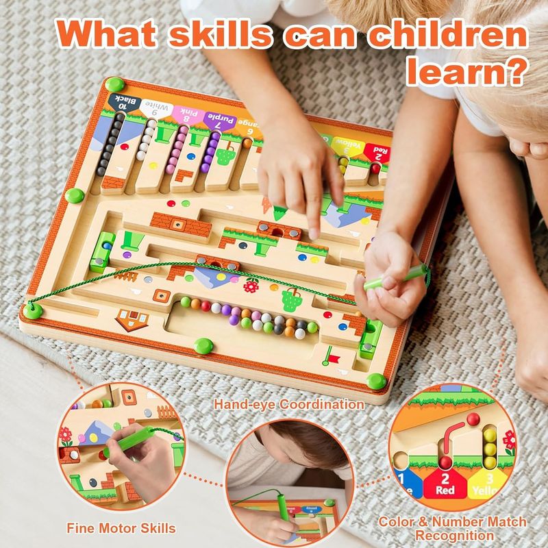 Thủy tinh mạnh mẽ gỗ bảng câu đố màu sắc và số Montessori Maze đồ chơi cho trẻ nhỏ