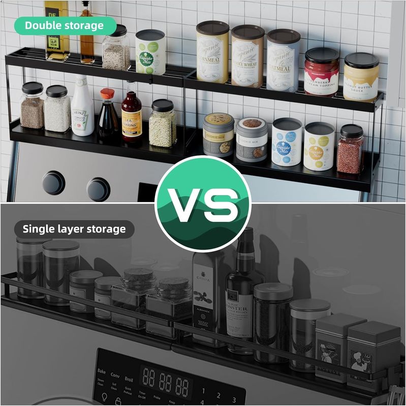 Đẹp hai lớp Magnetic Storage Rack Cửa hàng bếp Cửa hàng bếp cho bếp Top Organizer