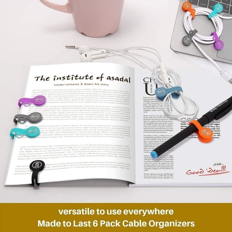 6PCS Magnetic Cord Organizer Color Earphone Cord Holder Cho Trường Văn phòng Nhà