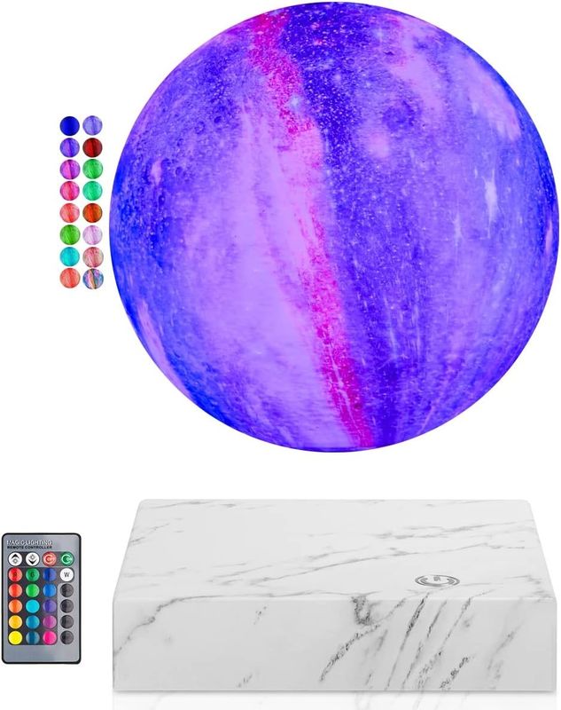 Đèn nhựa xoay Magnetic Levitation Floating Moon Globe với 16 màu 3D