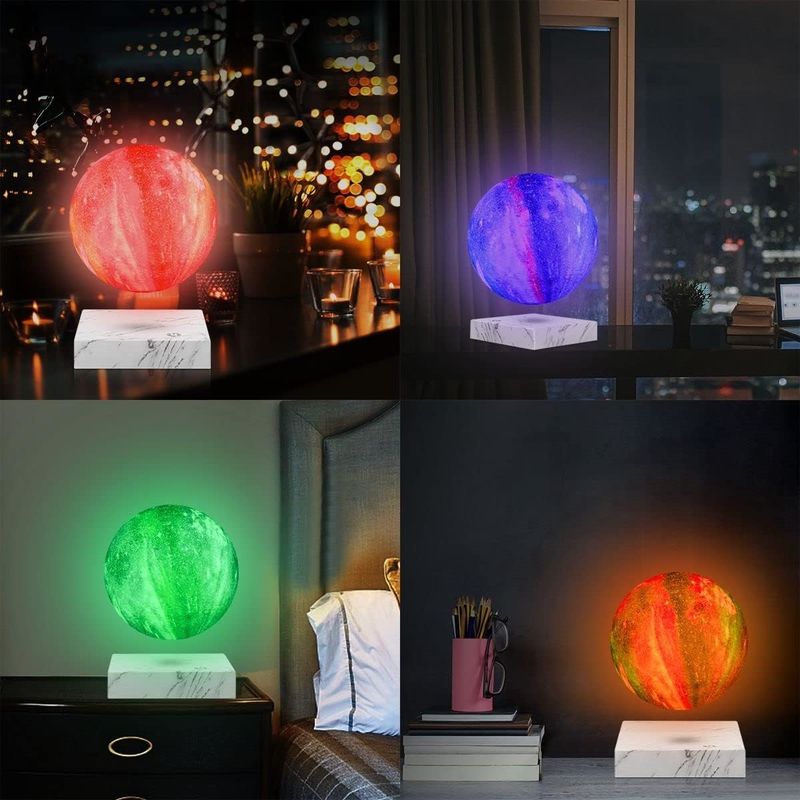 Đèn nhựa xoay Magnetic Levitation Floating Moon Globe với 16 màu 3D