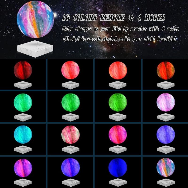 Đèn nhựa xoay Magnetic Levitation Floating Moon Globe với 16 màu 3D