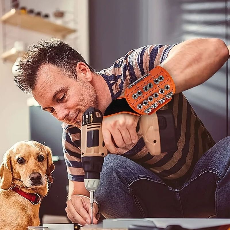 Vòng đeo tay từ tính với dây đeo ngón tay cái Magnets mạnh mẽ giữ móng khoan Bit hạt Lưu trữ