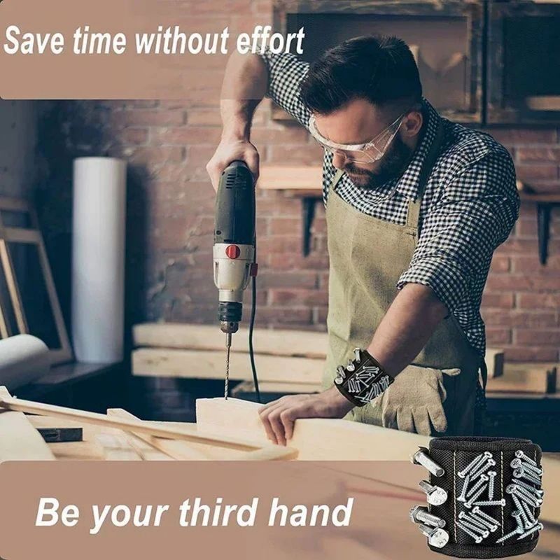 Chiếc đeo cổ tay từ tính mạnh Xách dụng cụ di động Thợ điện Đeo dây đeo cổ tay điều chỉnh Vít móng kim loại nhỏ