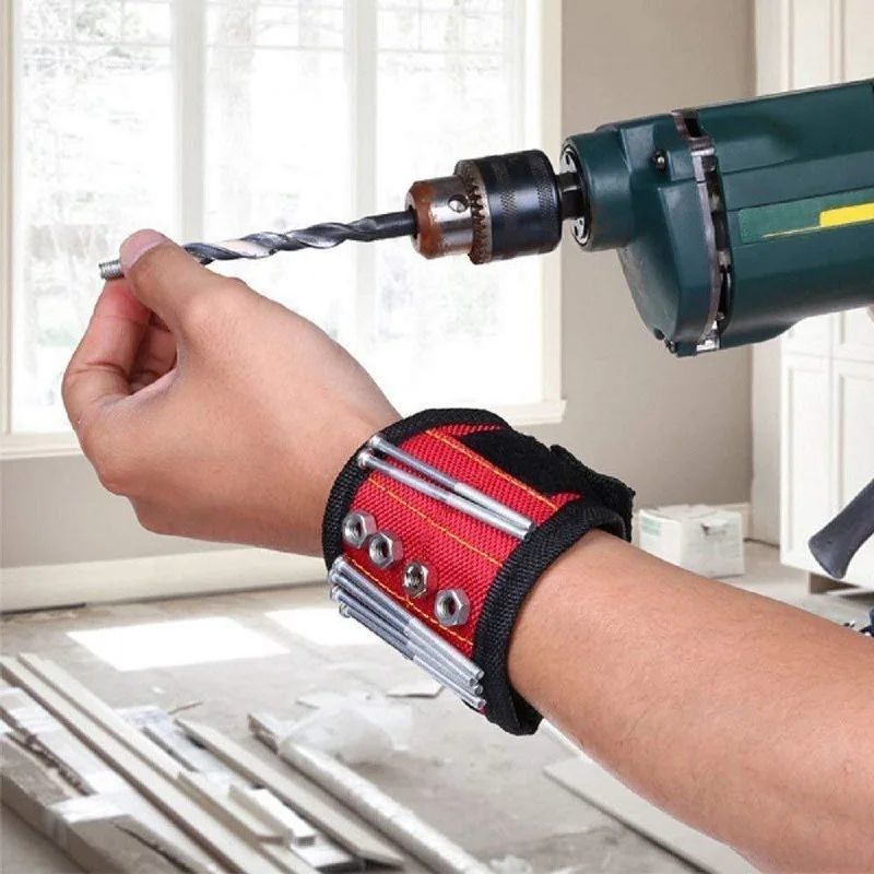 Magnetic cổ tay hỗ trợ băng với nam châm mạnh mẽ để giữ vít móng tay đeo dây đai hỗ trợ