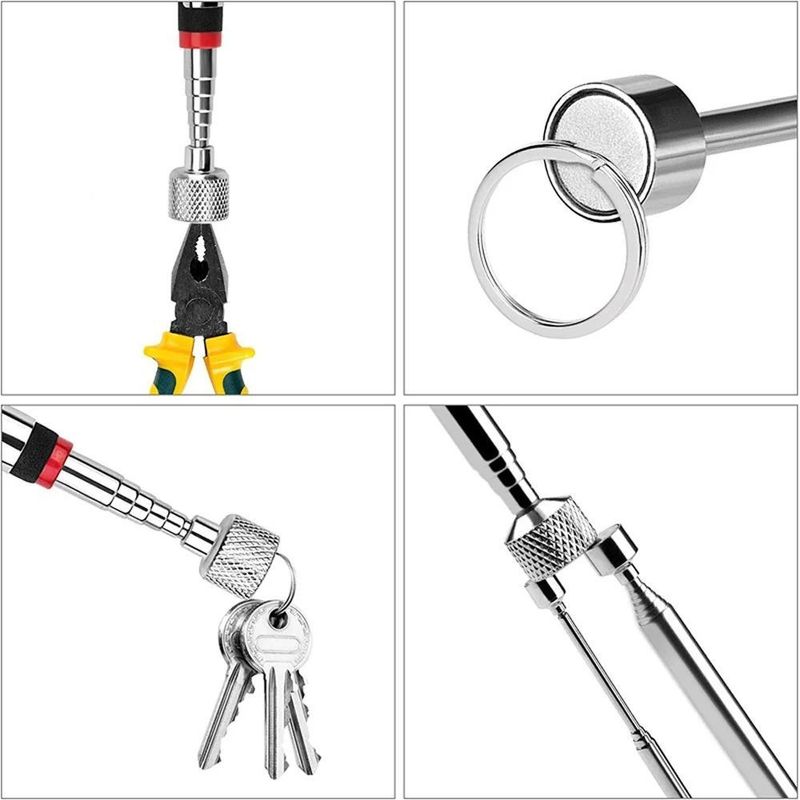 Telescopic Magnetic Pen with Light Mini Portable Magnet Pick up Tool Extendable Pickup Rod Stick for Picking (Cây bút từ xa có thể mở rộng)