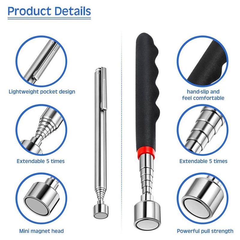 Telescopic Magnetic Pen với Light Mini Portable Magnet Pick-Up Tool Extendable Pickup Rod Stick