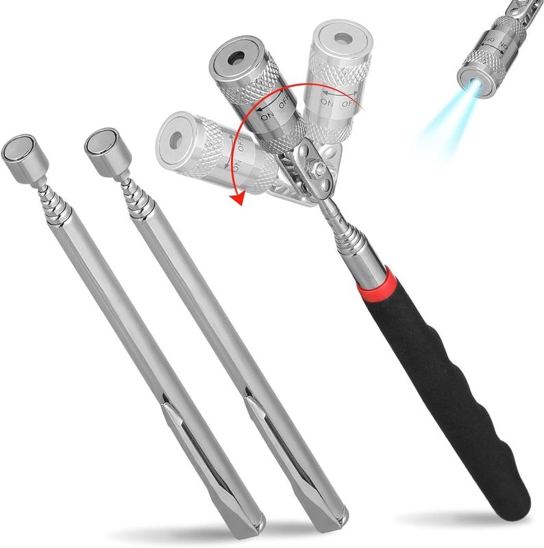 Công cụ lấy từ tính Cây lấy từ xa và gương kiểm tra quay 360 độ với đèn LED
