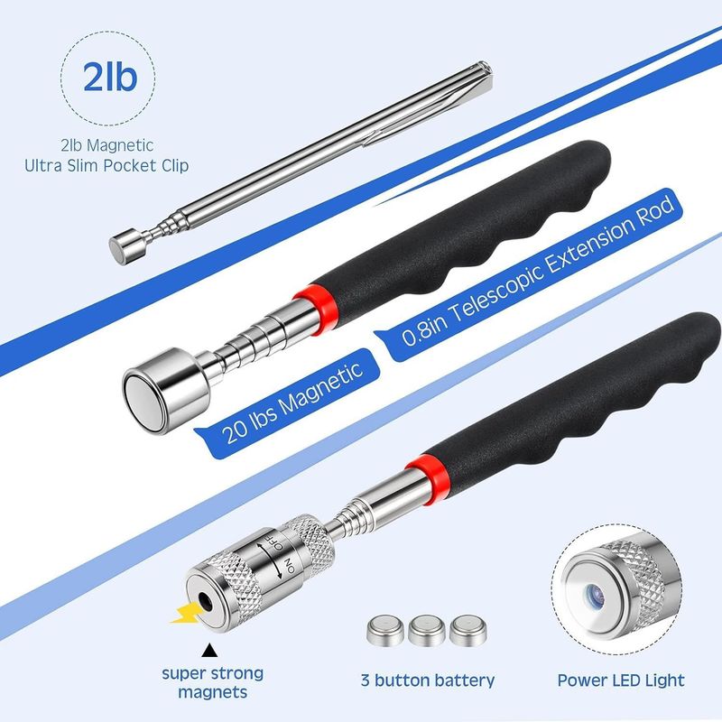 Kiểm tra kính thiên văn dụng cụ lấy từ với đèn LED cho sửa chữa xe hơi