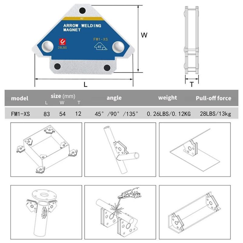 Magnetic Welding Holders Angle Solder Arrow Magnet Weld Fixer Positioner Ferrite Holding Auxiliary Locator Tools Các thiết bị định vị phụ trợ